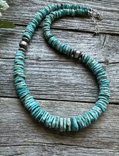 Load image into Gallery viewer, Southwestern Sterling Silver Blue Turquoise Bead Necklace. 18 inch