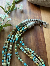 Load image into Gallery viewer, Sterling Silver Multi Strand Blue Green Turquoise Pearls Bead Necklace 22 Inch