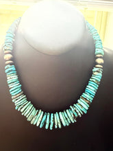 Load image into Gallery viewer, Sterling silver graduated blue turquoise bead necklace 18 inch