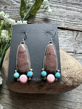 Load image into Gallery viewer, Navajo Sterling Silver Multi Stone Turquoise Pink Conch Earrings RY