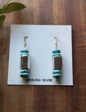 Load image into Gallery viewer, Sterling Silver Blue Turquoise Bead Drop Earrings. 1.75 Inch