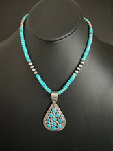 Load image into Gallery viewer, Navajo sterling silver turquoise necklace pendant