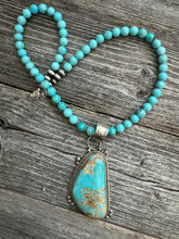 Load image into Gallery viewer, Navajo sterling silver royston turquoise pendant necklace