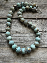 Load image into Gallery viewer, Southwestern 925 Sterling Silver Larimar W Pearls Bead Necklace 18 inch