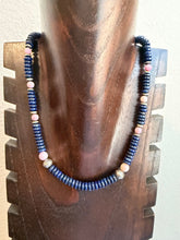Load image into Gallery viewer, Sterling silver lapis pink conch bead necklace 18 inch