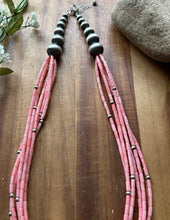 Load image into Gallery viewer, Sterling Silver Multi Strand Pink Coral Pearls Bead Necklace 22 inch Gift