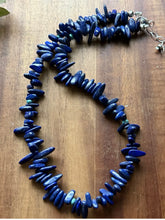 Load image into Gallery viewer, Sterling Silver Lapis Nuggets Turquoise Bead Necklace. 18 inch. Gift
