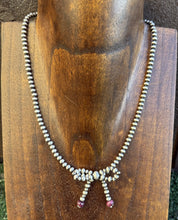 Load image into Gallery viewer, Bow Purple Spiny Sterling Silver 4mm Pearls Bead Necklace. 16 Inch. Gift