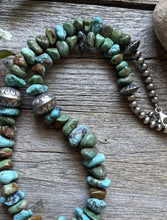 Load image into Gallery viewer, Sterling Silver Blue Green Turquoise Nuggets Pearls Bead Necklace 24 inch Gift