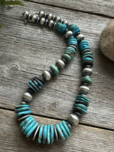 Load image into Gallery viewer, Sterling Silver Turquoise W Pearls Bead Necklace. 18 inch