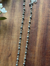 Load image into Gallery viewer, Sterling Silver 4mm Pearls Rosary Bead Necklace. 18 Inch.