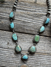 Load image into Gallery viewer, Navajo Sterling Silver Royston Turquoise Chain Lariat Bead Necklace K Yazzie