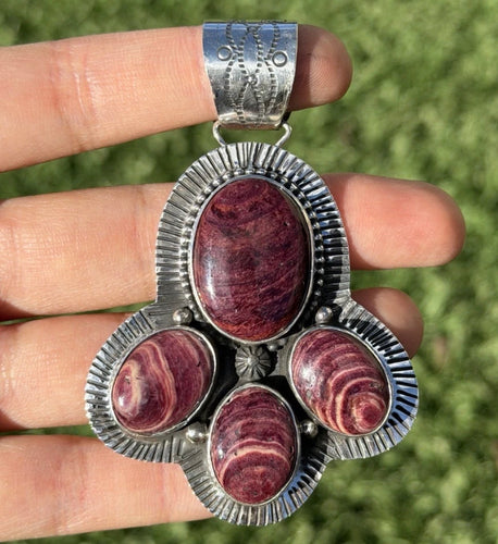 Native American Navajo Sterling Silver Purple Spiny Oyster Pendant Etta Enditto
