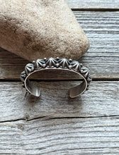 Load image into Gallery viewer, Navajo Native American Sterling Silver Star Stacker Cuff Bracelet H Happy Piasso