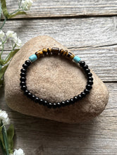 Load image into Gallery viewer, Black Onyx Tigers Eye 6.5 Inch Stretch Elastic Stretchy Bead Bracelet Gift