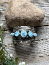 Load image into Gallery viewer, Navajo Sterling Silver Golden Hill Turquoise Cuff Bracelet H Piasso