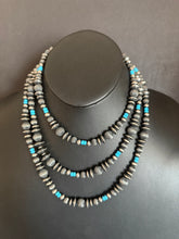 Load image into Gallery viewer, Sterling silver turquoise necklace 60 Inch