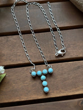 Load image into Gallery viewer, Navajo Sterling Silver Turquoise Alphabet T Chain Necklace KY
