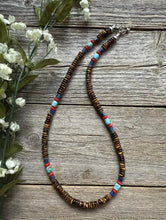 Load image into Gallery viewer, Southwestern Multi Stone Sterling Silver Tigers Eye Bead Necklace 18 inch