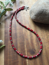 Load image into Gallery viewer, Southwestern Sterling Silver Red Coral W Pearls Bead Necklace 18 inch Gift