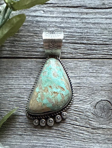 Navajo Sterling Silver Royston Turquoise Pendant. RY Gift