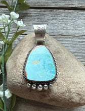 Load image into Gallery viewer, Navajo Sterling Silver Blue Royston Turquoise Pendant. RY Gift