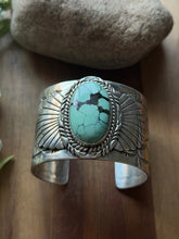 Load image into Gallery viewer, Navajo Native American Sterling Silver Blue Turquoise Cuff Bracelet Signed