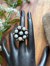 Load image into Gallery viewer, Navajo Sterling Silver Pearl Cluster Adjustable Ring KY Gift