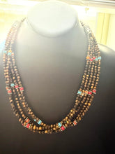 Load image into Gallery viewer, Sterling silver tigers eye bead necklace 24 inch