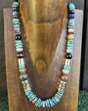 Load image into Gallery viewer, Tommy Rosita Singer T R Sterling Silver Blue Turquoise Bead Necklace 20 Inch