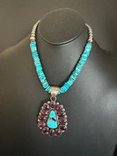 Load image into Gallery viewer, Navajo sterling silver turquoise purple spiny pendant