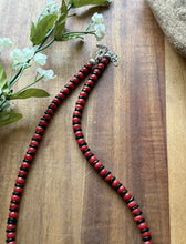 Load image into Gallery viewer, Sterling Silver Black Onyx W Red Coral Bead Necklace. 18 Inch