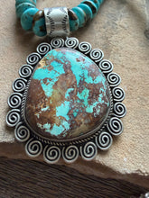 Load image into Gallery viewer, Navajo sterling silver turquoise pendant necklace etta Endito