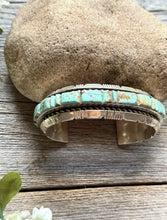 Load image into Gallery viewer, Navajo Native Sterling Silver Blue Turquoise Cuff Bracelet. Steve Francisco