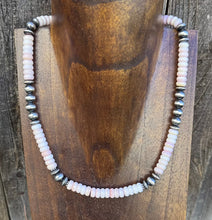 Load image into Gallery viewer, Southwestern Sterling Silver Pink Conch Bead Necklace. 18 Inch