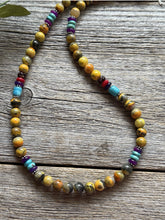 Load image into Gallery viewer, Bumblebee Jasper Multi Stone Color Sterling Silver Bead Necklace. 18 inch Gift
