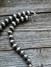Load image into Gallery viewer, 12mm 22 Inch 925 Sterling Silver Oxidized Pearls Bead Necklace Southwestern