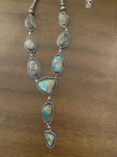 Load image into Gallery viewer, Navajo sterling silver royston turquoise lariat necklace