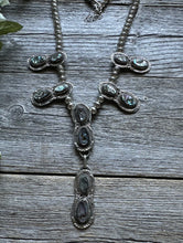 Load image into Gallery viewer, Native American Sterling Silver Shell Lariat Y Bead Necklace. B