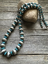 Load image into Gallery viewer, Graduated 925 Sterling Silver Blue Turquoise Pearls 7mm-16mm Bead Necklace 26”