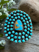 Load image into Gallery viewer, Navajo Sterling Silver Blue Turquoise Cluster Flower Cuff Bracelet. KY