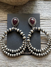 Load image into Gallery viewer, Navajo Sterling Silver Purple Spiny Oyster Pearl Double Loop Earrings Etta E
