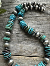 Load image into Gallery viewer, Sterling Silver Turquoise W Pearls Bead Necklace. 18 inch