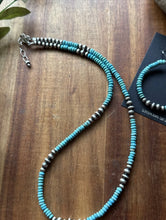 Load image into Gallery viewer, Southwestern Sterling Silver Blue Turquoise Pearls Bead Necklace Earrings Set