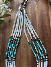 Load image into Gallery viewer, Sterling Silver Multi Strand MOP Mother Of Pearl Turquoise Bead Necklace 22 inch