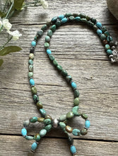 Load image into Gallery viewer, Bow Blue Green Turquoise Sterling Silver Pearls Bead Necklace. 18 Inch. Gift
