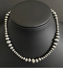 Load image into Gallery viewer, 4mm - 8mm Multi Graduated Sterling Silver Oxidized Pearls Bead Necklace 18 Inch