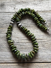Load image into Gallery viewer, Sterling Silver Green Turquoise Nuggets W Pearls Bead Necklace. 18 Inch