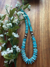 Load image into Gallery viewer, Sterling silver graduated blue turquoise bead necklace 18 inch