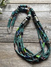 Load image into Gallery viewer, Tommy Rosita Singer T R Sterling Silver Multi Strand Turquoise Bead Necklace 28”